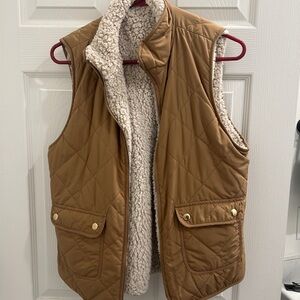 Tan Quilted Vest with Sherpa Lining